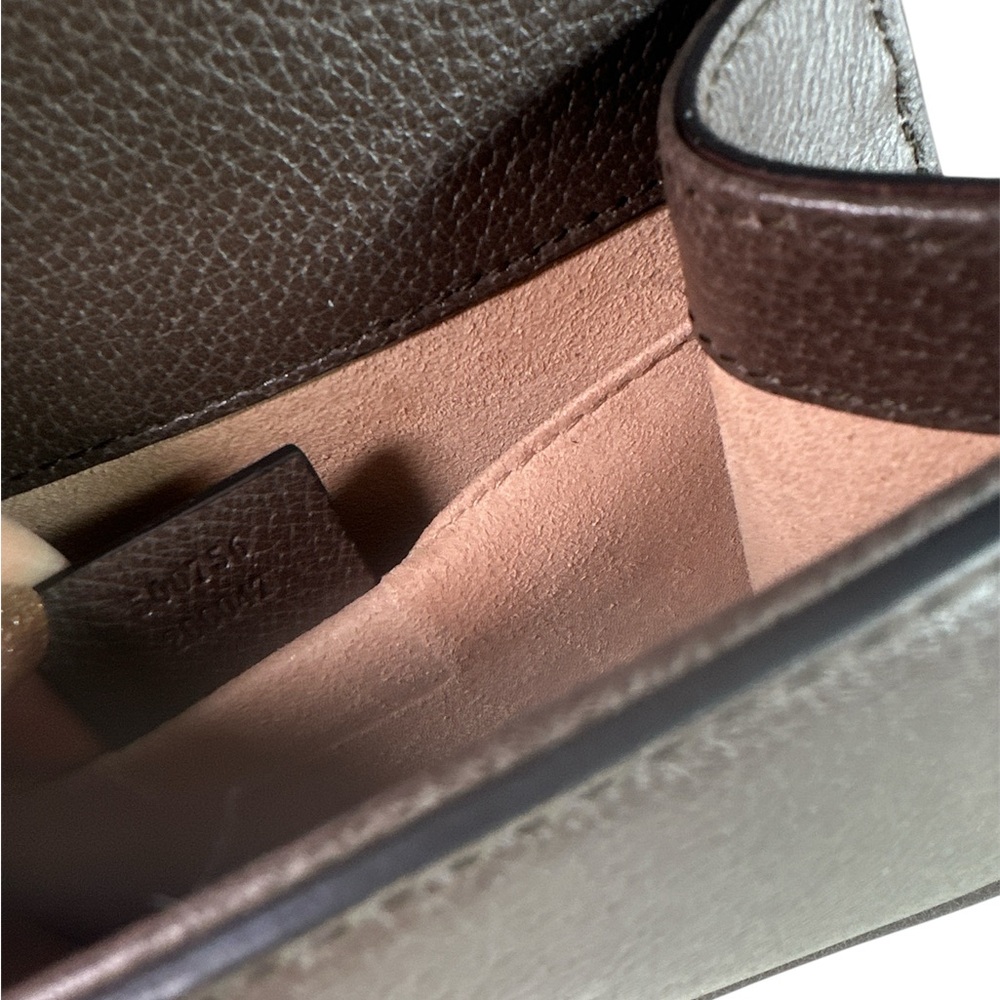 GUCCI Crystal Heart Brown Crossbody Bag with Green-Red Web Strap - Picture 7 of 8